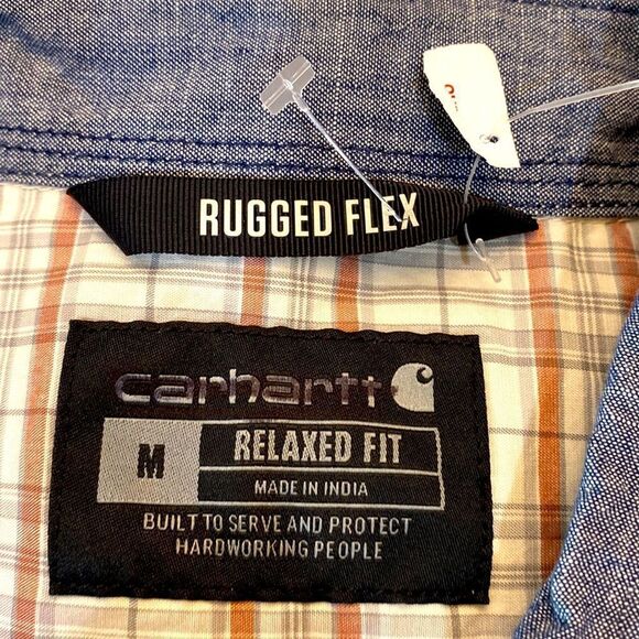 Carhartt cream red gray plaid buttons pockets relaxed fit rugged flex brand new - Picture 3 of 4
